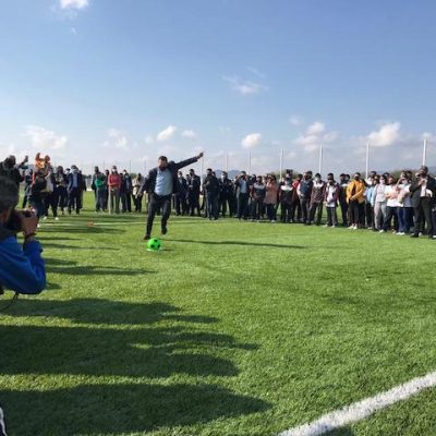 Mauricio Kuri entrega Plaza Cívica y cancha de fútbol en la UP de SRJ